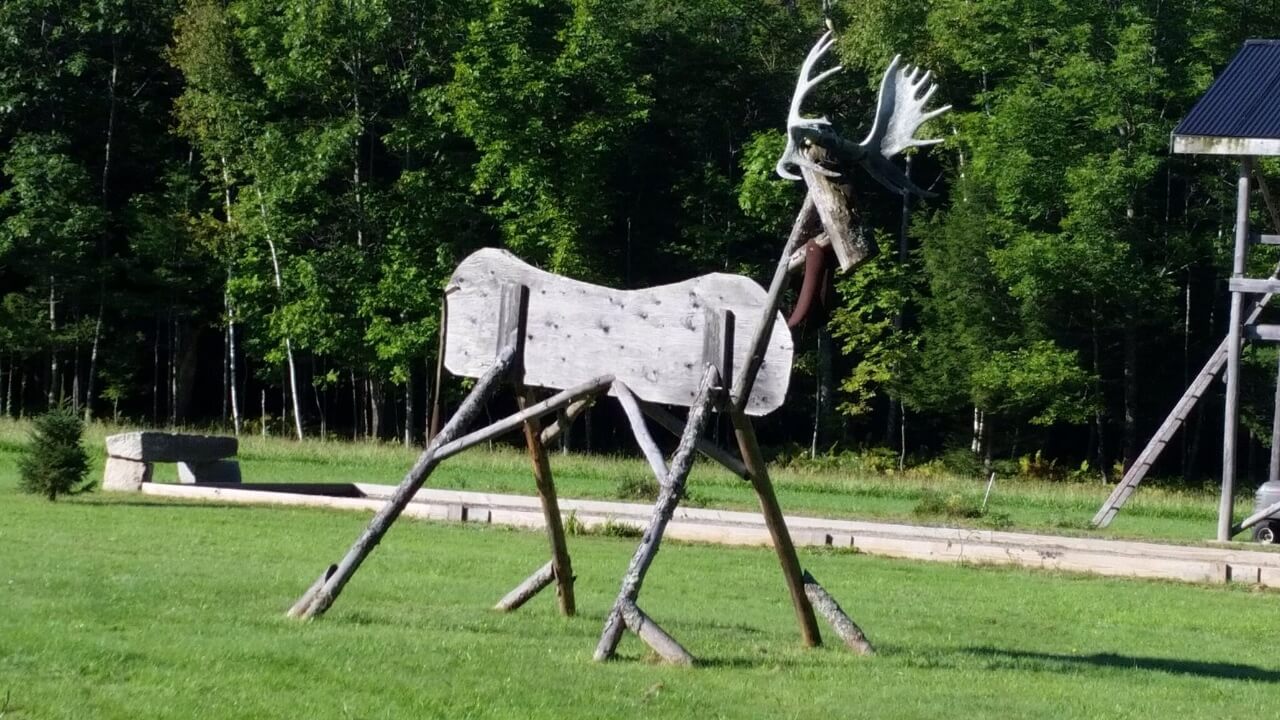 Wooden moose sculpture