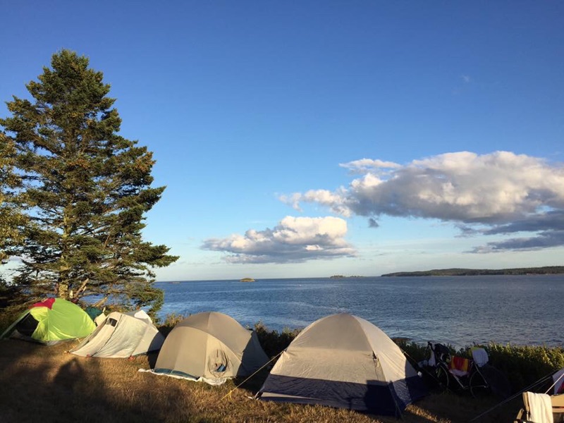 Tents set up on water front