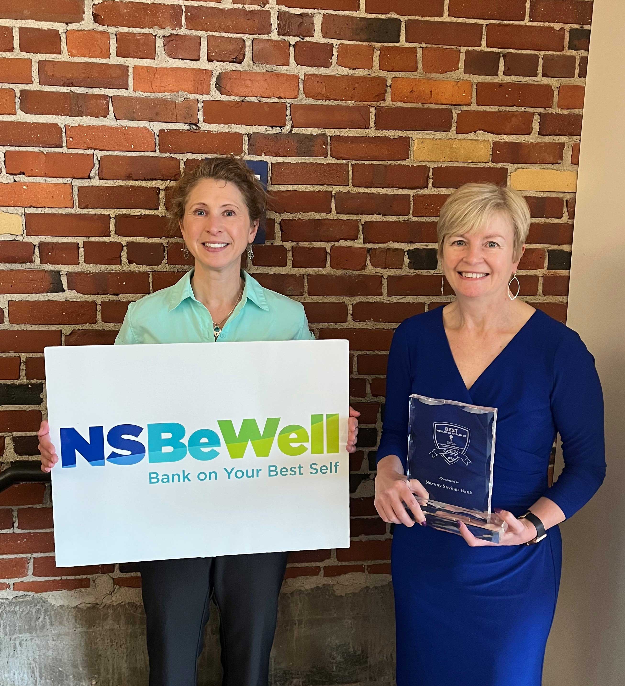 NSB employees holding Best Wellness Employer award